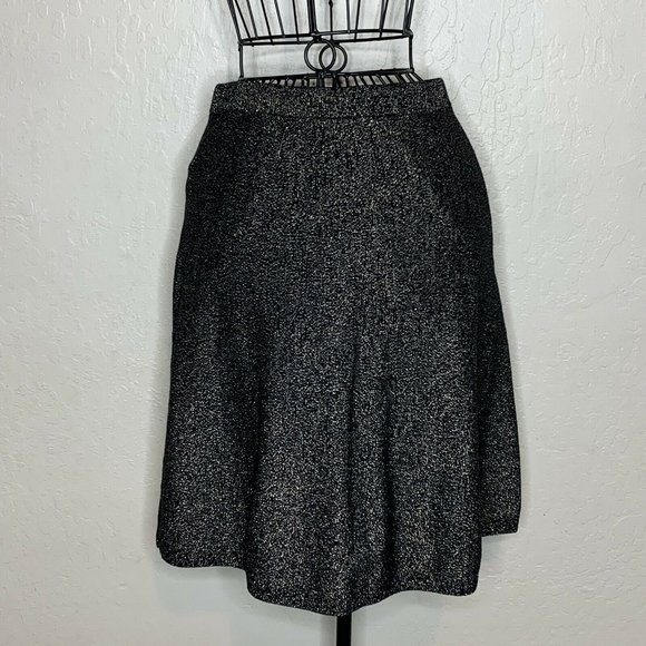 Nanette Lepore Black Gold Metallic Elastic Waist A-line Skirt - Picture 3 of 7